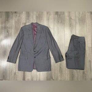 GUCCI Suit Wool Silk Grey 2 Piece Single Breasted Jacket Pants Set 54 Reg Italy